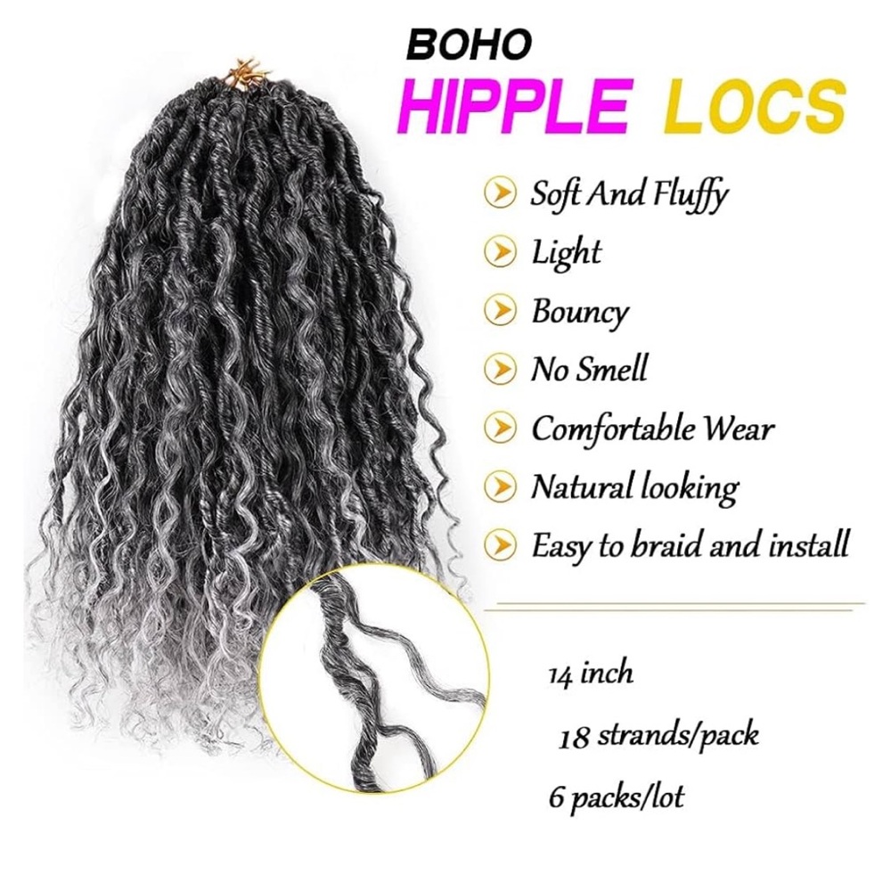 12 packs of synthetic goddess curly locs crochet hair